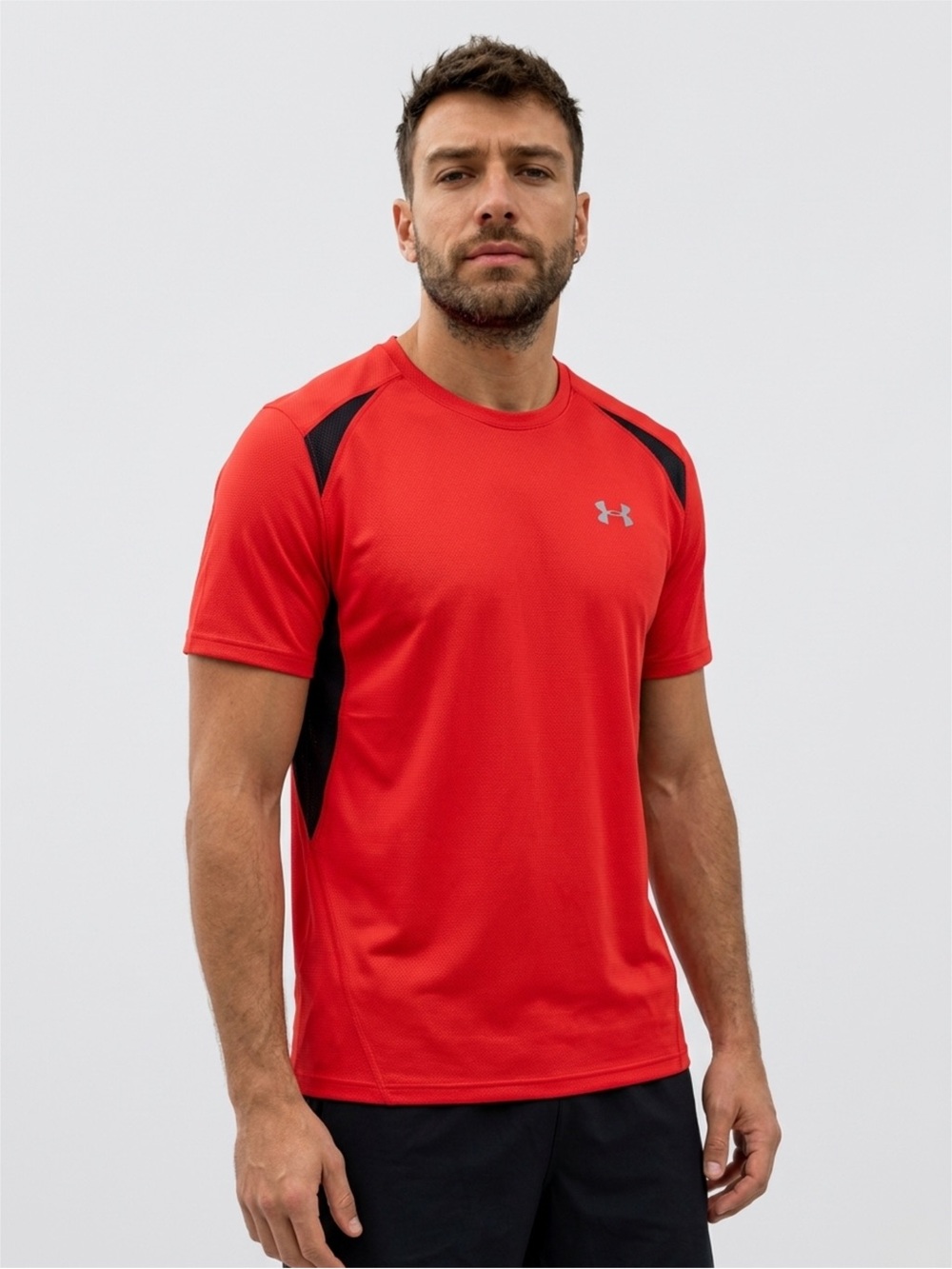 Under Armour Red Short-Sleeve Athletic Tee with Black Accents